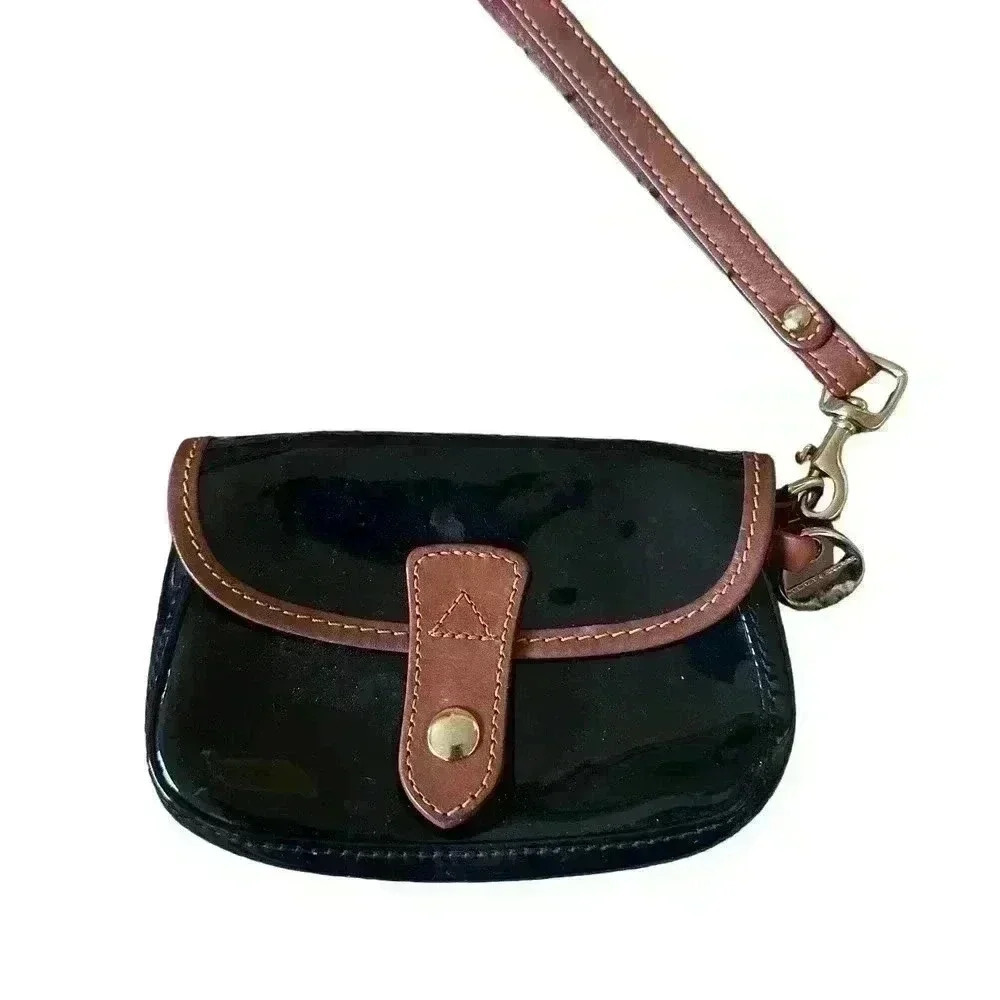 DOONEY & BOURKE Madison Taylor Pink & Brown Patent Leather Wristlet Mini Bag